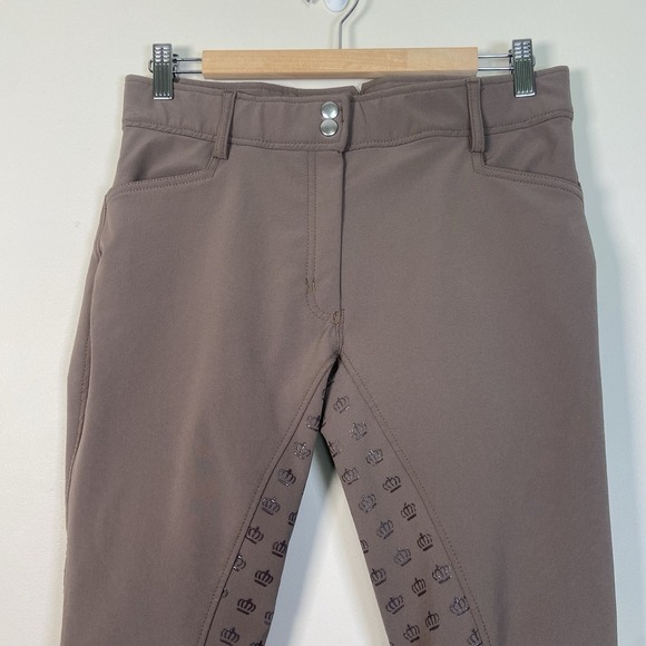 Horze Queenie Women's Silicone Full Seat Breeches Brown Black US SZ 28 Riding - Picture 2 of 11
